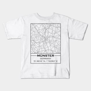 Münster City Map - Minimal Black and White Design Kids T-Shirt